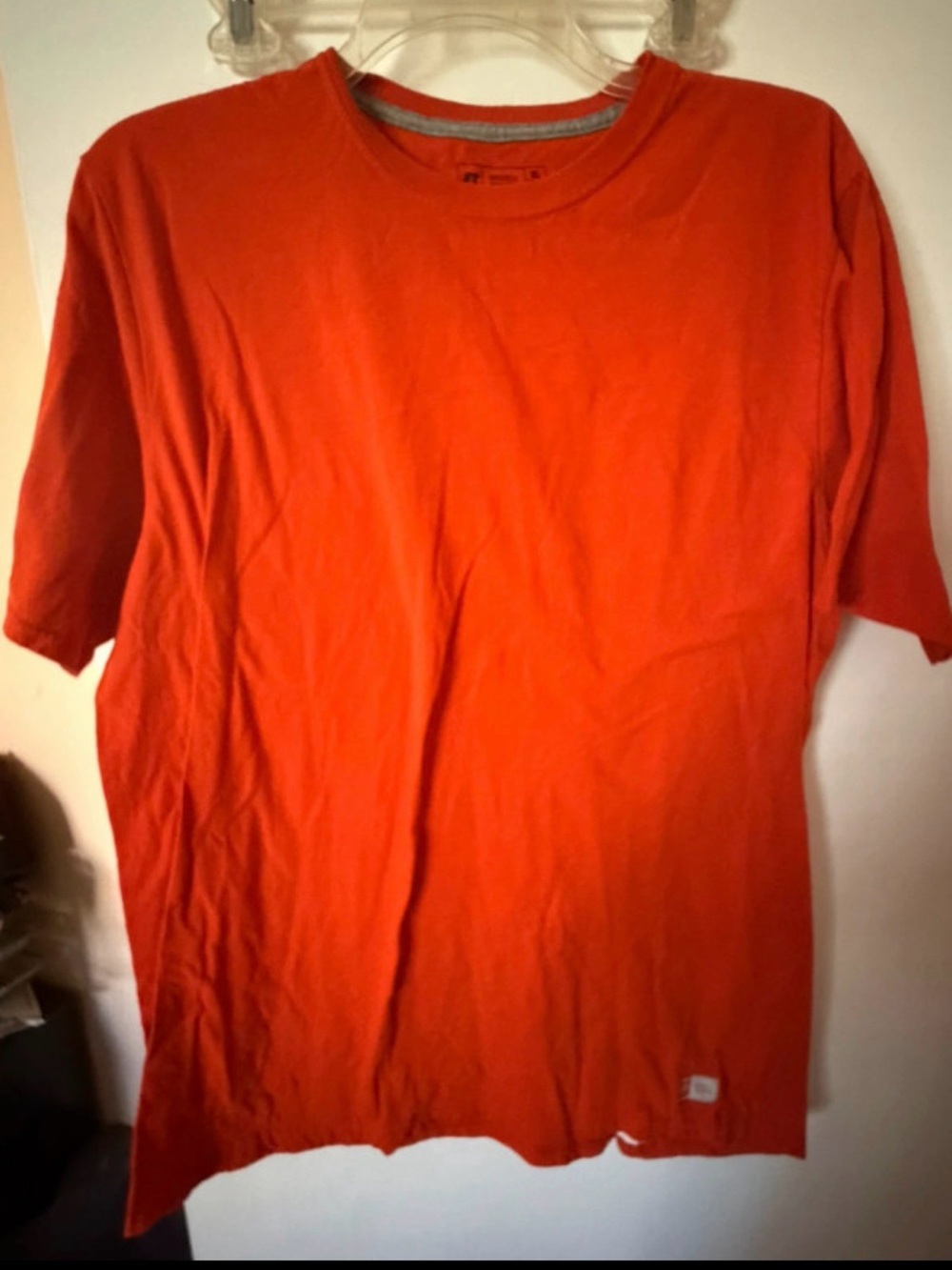 Russell Athletics Men's Orange Crew Neck Short Sleeve Shirt